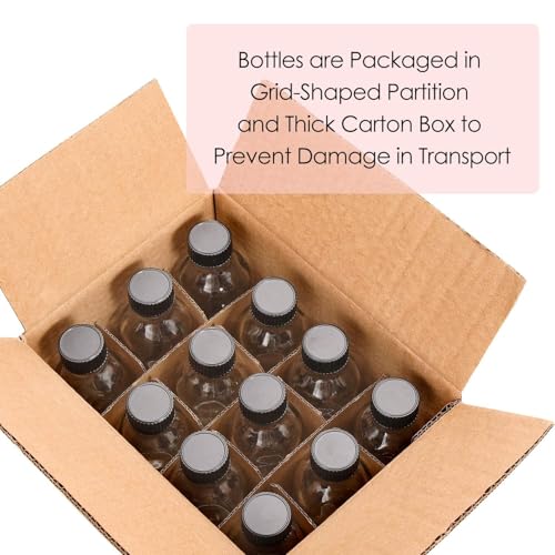 12 Pack 2 oz Small Clear Glass Bottles w (12 Count)