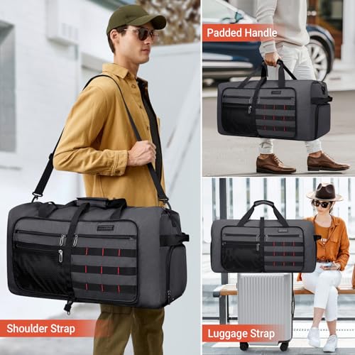 Foldable Duffle Bag for Men Large 65L Travel with Shoe Compartment