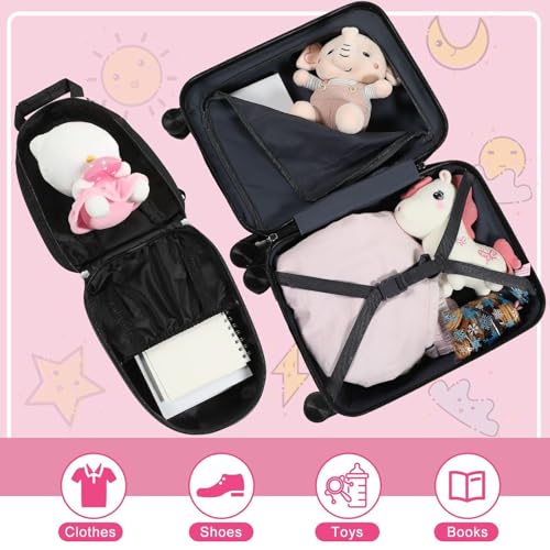 Kids Luggage and Backpack 18" Suitcase with Spinner Wheel Hard Case Travel 13" Backpack Girl Suitcase Set for Kids Travel Supplies (2 Count)