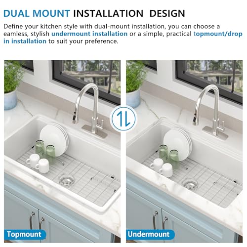 33"x19" White Undermount Sink Ledge Workstaion
