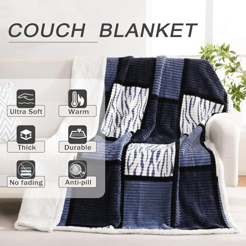 Sherpa Blanket Fleece Throw Blanket Twin Plaid Thick Bed Blanket