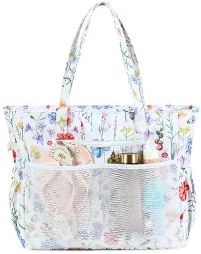 Waterproof Beach Tote Pool Bags for Women Ladies Extra Large Carry On Bag With Wet Compartment for Weekender Travel