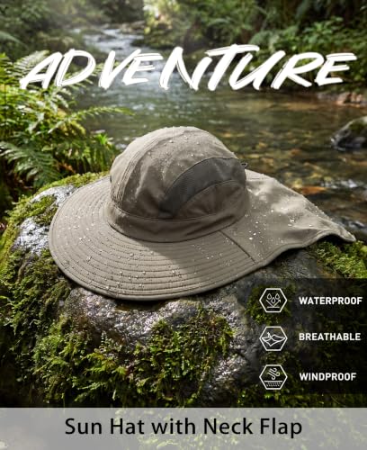 UPF 50+ Sun Hats for Men Women Wide Brim Fishing Hat with Neck Flap UV Protection Sunblock Safari Bucket Hat