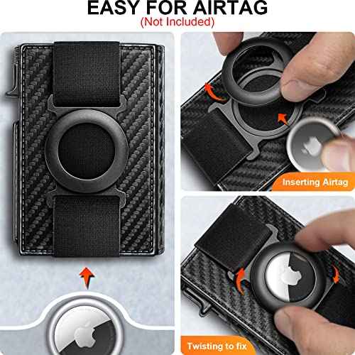 Men Airtag Leather Wallet Metal Case Money Clip