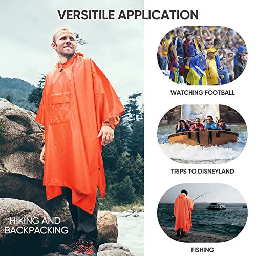Hooded Rain Poncho for Adults