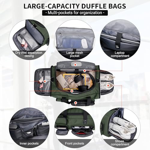 Duffle Bag for Men 3 in 1 Convertible 40L Nylon Gym Travel Backpack