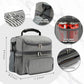 Double Layer Cooler Insulated Lunch Bag Adult Lunch Box Large Tote Bag for Men (White&Black Stripes)