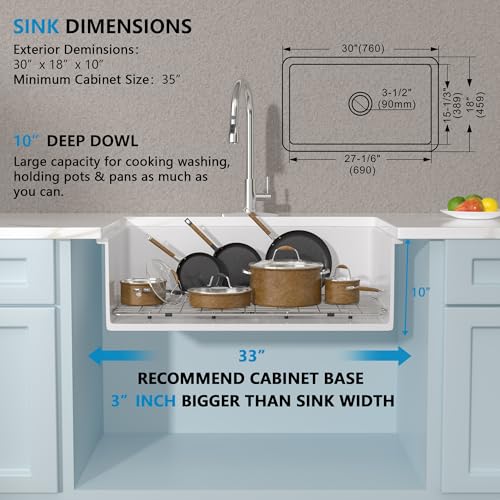 30 White Undermount Sink