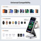 25W 3-in-1 Charging Station for Apple Device, Black Foldable Magnetic Wireless Charger, Fast Travel Charging Stand for iPhone17/16/15/14/13/12 Series, AiWatch/AirPods