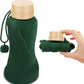Collapsible Water Bottles,650ml,Leak Proof,Reuseable BPA Free Silicone Foldable Water Bottles,Durable Lightweight for Travel Gym Camping Hiking,Compact Size Portable Sports Water Bottle (Dark Green)