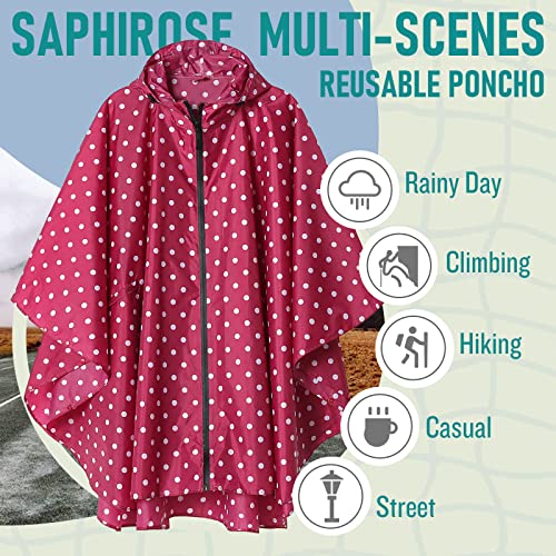 Adult Rain Poncho Waterproof Hooded Zipper Raincoat with Pockets