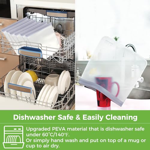 10 Pack Reusable Sandwich Bags Dishwasher Safe (10 Count)