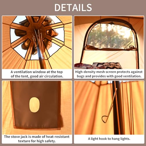 TOMOUNT Canvas Bell Tent with Stove Jack