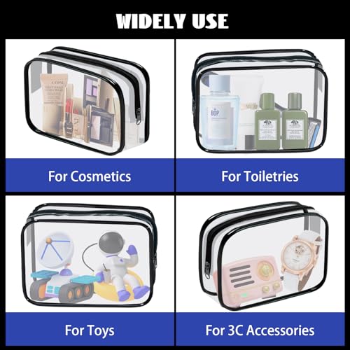 16 Pieces Clear Cosmetic Bags PVC Clear Makeup Bags TSA Approved Toiletry Bag with Zipper Waterproof Vinyl Plastic Organizer Storage Transparent Pouch for Women and Men (16 Count)