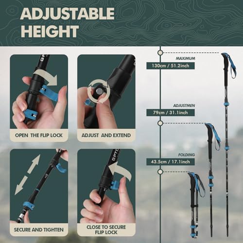 Aluminum Collapsible Trekking Poles with EVA Grips