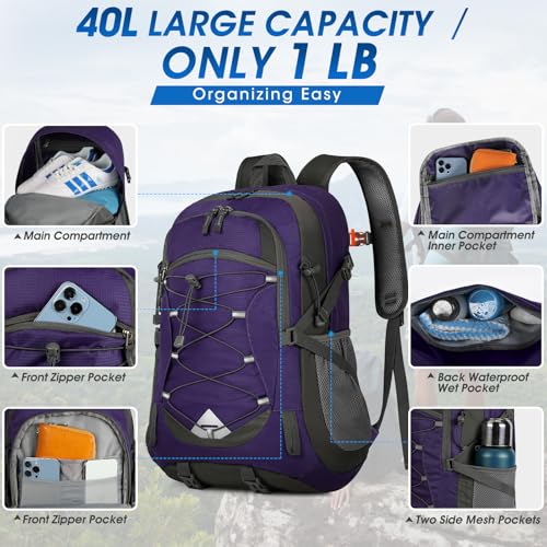 Hiking Backpack 40L Packable Lightweight Camping Daypack Men Women