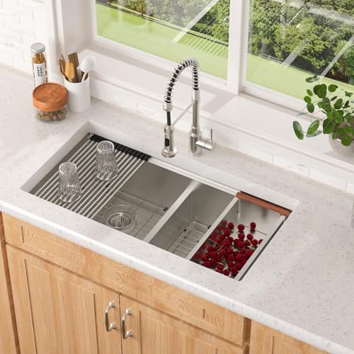 36 Inch Undermount Kitchen Sink Double Bowl Stainless Steel Kitchen Sinks 50