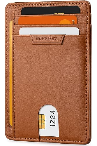 Slim Wallet for Men Women Minimalist Small Leather Front Pocket Wallets with RFID Blocking and Gifts Box