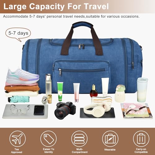 60L Canvas Duffle Bag for Men