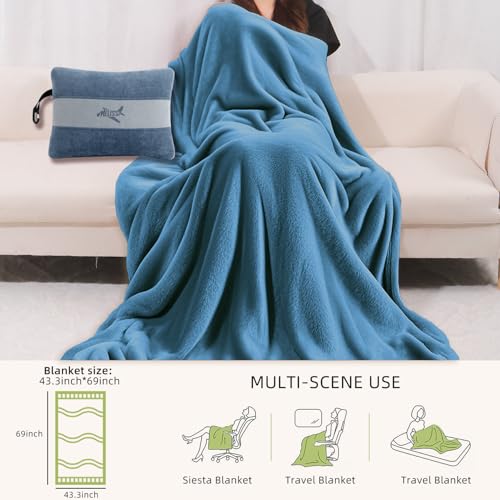 Large Soft Travel Blanket and Inflatable Pillow Set