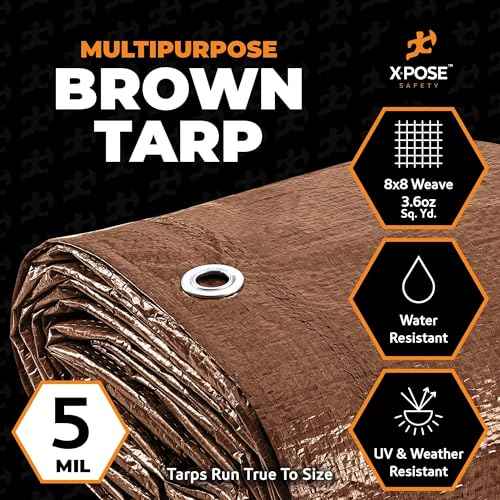 Multipurpose Protective Cover Brown Poly Tarp 10' x 20' (12 Count)
