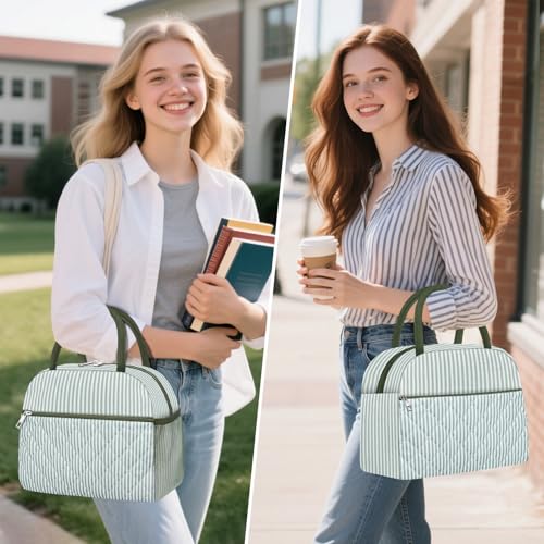 Lunch Bag Lunch Box for Women Adult Men Insulated Quilted Reusable Large Lunch Tote Bag Leakproof Simple Cooler Bag for Work Office Picnic Beach or Travel