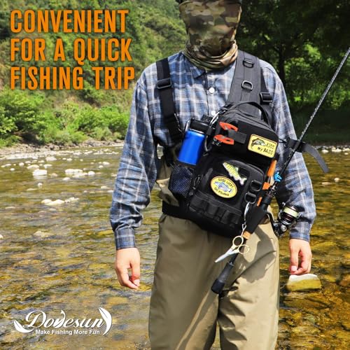Small Fishing Backpack Fishing Sling Bag with 3600 Tackle Box Small Tackle Backpack with Tool Set Black