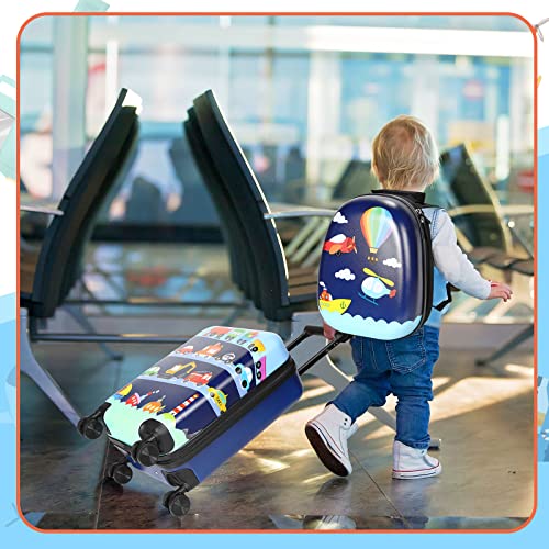Kids Luggage and Backpack 18" Suitcase with Spinner Wheel Hard Case Travel 13" Backpack Girl Suitcase Set for Kids Travel Supplies