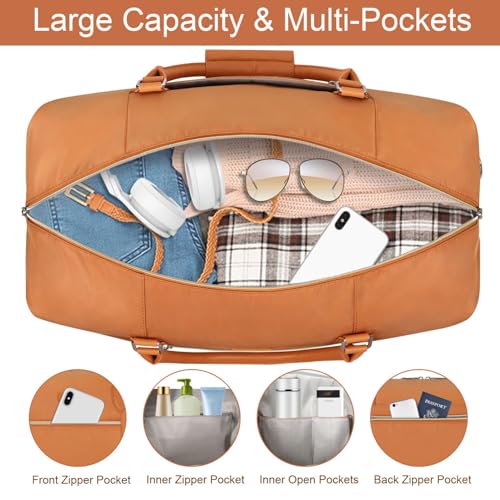 Weekender Bag for Women 21.5" Travel Duffel Large Carry On Bag 3PCS (3 Count)