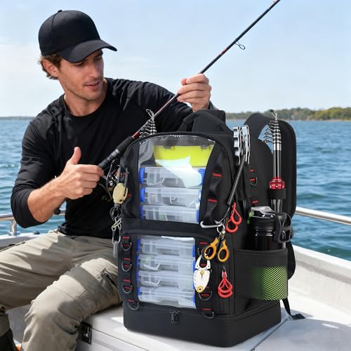 Fishing Tackle Backpack with 4 Tackle Boxes