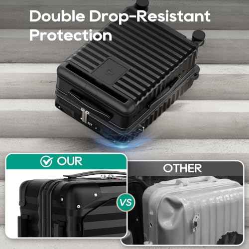 20 Inch Carry on Luggage with Front Pocket and Cup Holder