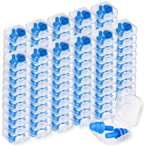 100 Pairs Silicone Ear Plugs Bulk with Case Nrr 29db (100 Count)