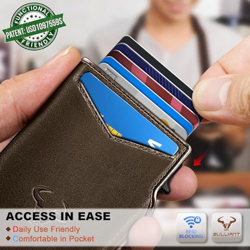 Men Slim Leather Wallet Metal Case Money Clip