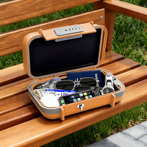Portable Combination Lock Box with Adjustable Steel Cable