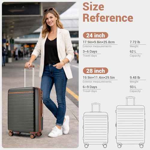 Checked Suitcase 24in Expandable ABS+PC Side Handle luggage Grey