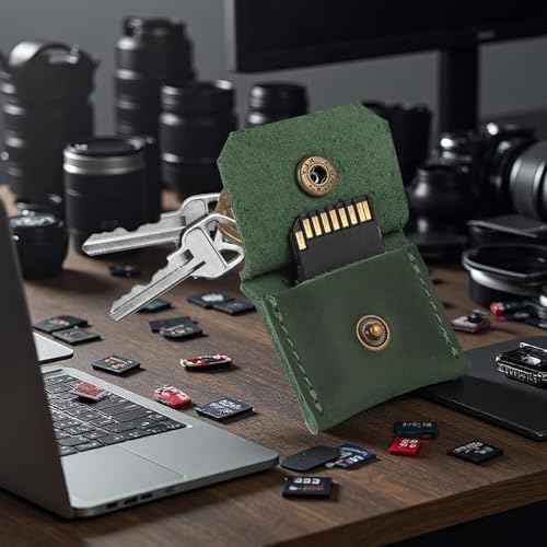 Genuine Leather SD Card Holder Keychain