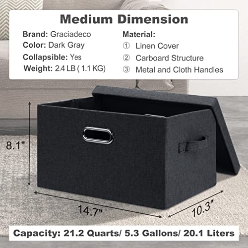 Medium 15" 21 Quart Collapsible Stackable Storage Bins with Lids (3 Count)