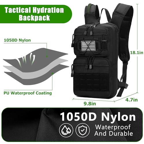 1050D Tactical Hydration Backpack with 3L TPU Water Bladder