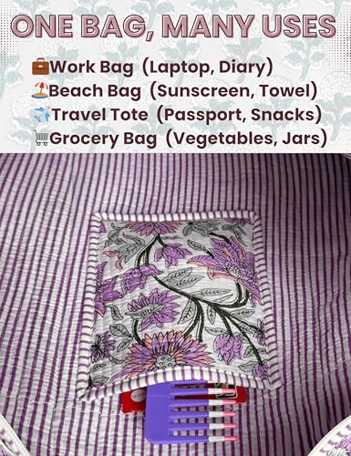 100% Cotton Quilted Tote Bag For Women