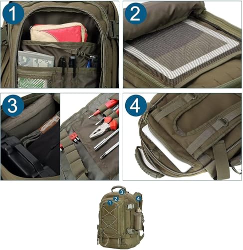 Large Tactical Backpack for Men Military Backpack with DIY System for Travel