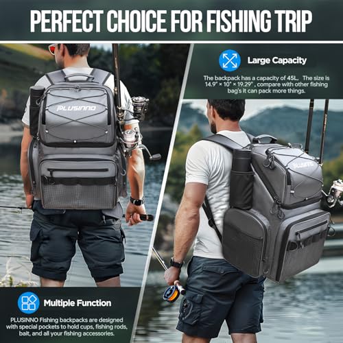 Fishing Backpack with Rod Holders 45L Large Water