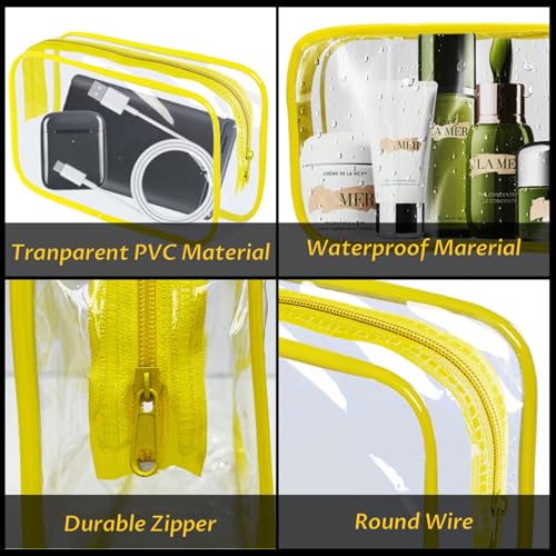 16 Pieces Clear Makeup Bag PVC Zippered Clear Toiletry Carry Pouch Portable Cosmetics Bag Waterproof Makeup Bag Vinyl Plastic Organizer Case for Travel Vacation Bathroom