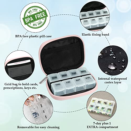Weekly Travel Pill Organizer Pill Case for Purse with Removable 7 Day Pill Box