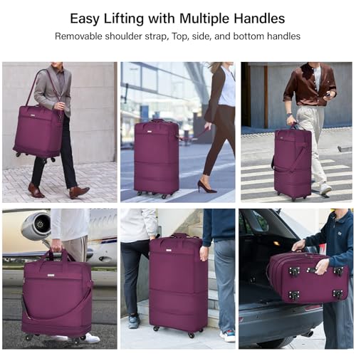 Suitcases with Wheels Expandable Foldable Luggage Bag Suitcase Collapsible Rolling Travel Bag Duffel Bag for Men Women Lightweight Suitcases without Telescoping Handle