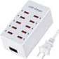 USB Charger 10-Ports Charging Station for Multiple Devices USB Wall Charger Power Hub Strip Smart Plug Charging Dock Block Compatible for iPhone Xs/XR,iPad,iPod,Smart Phones