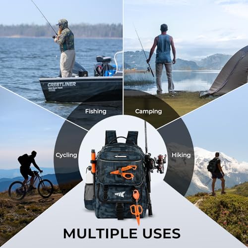 BaitSpace Fishing Backpack with Bait Binder & 2 Rod Holders