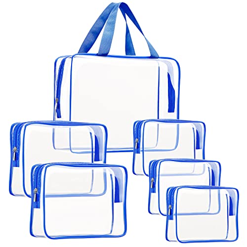 6Pcs Crystal Clear PVC Travel Toiletry Bag Kit for Women Men (6 Count)
