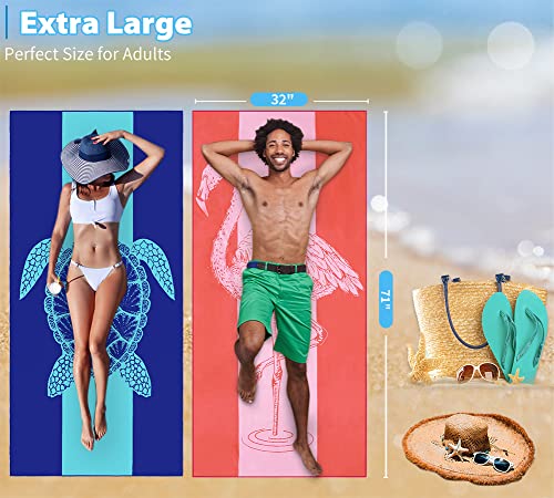 Microfiber Beach Towel with Bag Oversized 71x32 Sand Free 2 Pack (2 Count)