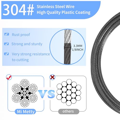 3.3mm (1/8 Inch) Outdoor Travel Security Cable-3/4/6/10/15/20/30ft Luggage Lock Safety Wire Flexible Steel Wire Rope with Double Loop Safety for Luggage, Bike, Lock (Balck+Red, 4ft-(2Pack)