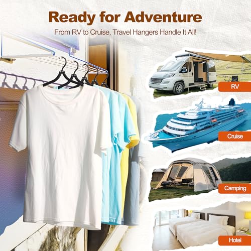 Black Travel Hangers with Clips (10 Count)